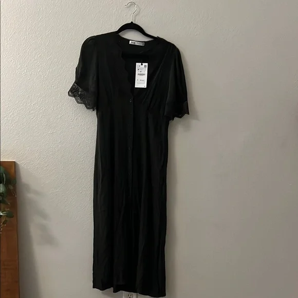 Zara Dark Green Lace Midi Dress - Picture 5 of 7